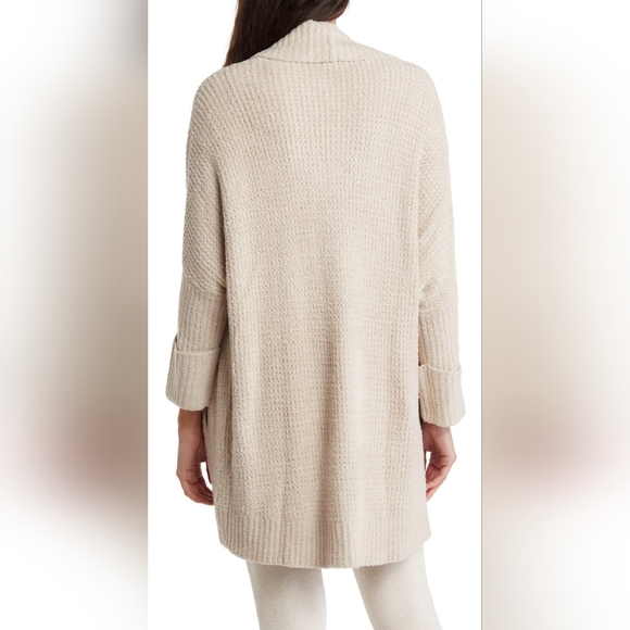 Barefoot Dreams CozyChic Lite Waffle Cocoon Cardigan Stone S/M - Picture 3 of 12